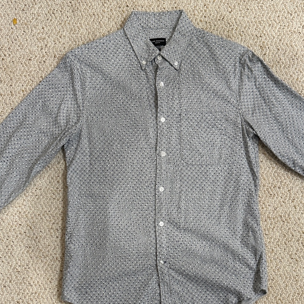Club Monaco Black and White Patterned Shirt